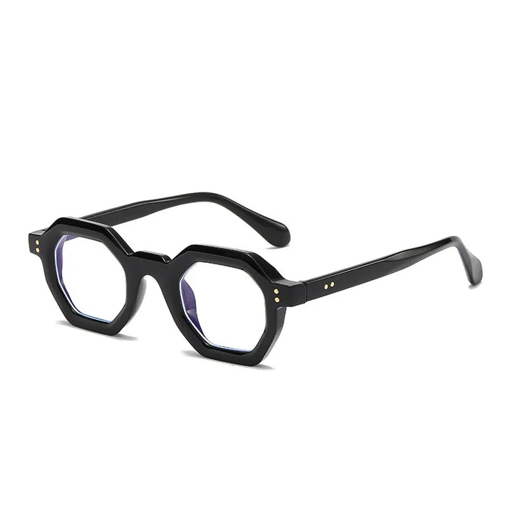 CCspace Unisex Full Rim Polygon Plastic Eyeglasses 56891 Full Rim CCspace C10BlackClear