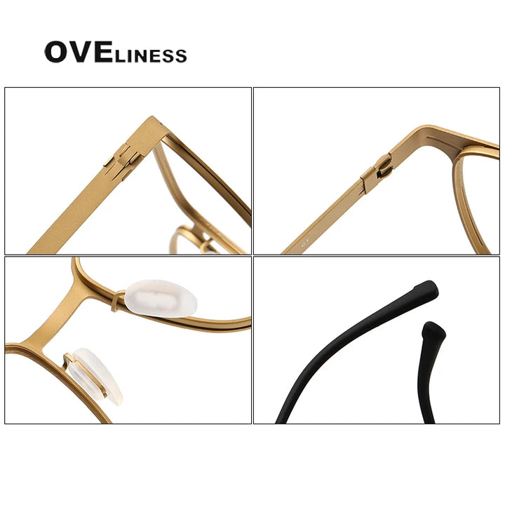 Oveliness Unisex Full Rim Square Screwless Titanium Eyeglasses 0978 Full Rim Oveliness