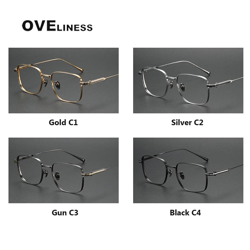 Oveliness Men's Full Rim Square Titanium Eyeglasses 80984 Full Rim Oveliness   