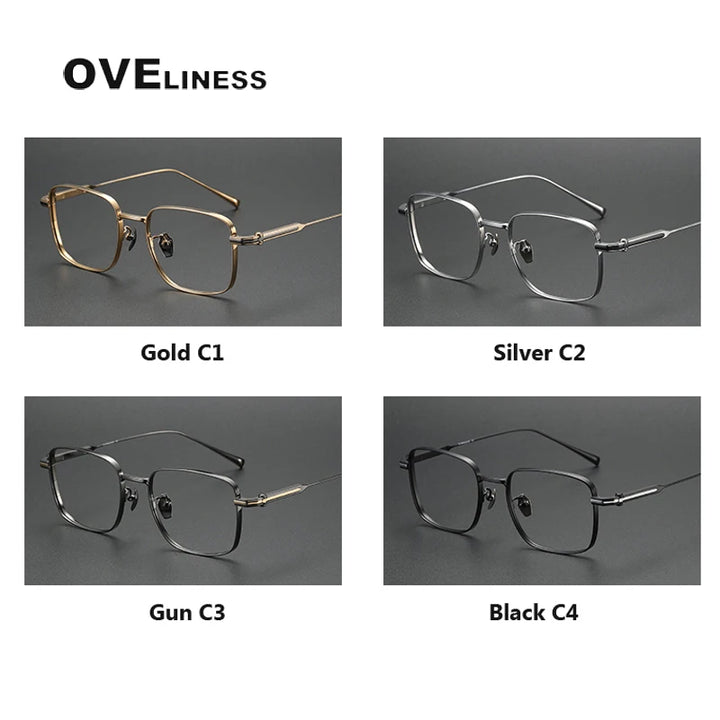 Oveliness Men's Full Rim Square Titanium Eyeglasses 80984 Full Rim Oveliness   