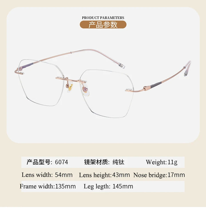 Bclear Women's Rimless Polygon Cat Eye Titanium Eyeglasses 46074 Rimless Bclear