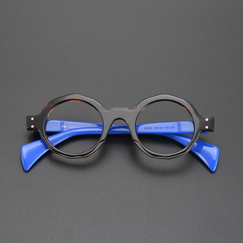 CCspace Unisex Full Rim Large Round Acetate Eyeglasses 57333 Full Rim CCspace Leopard