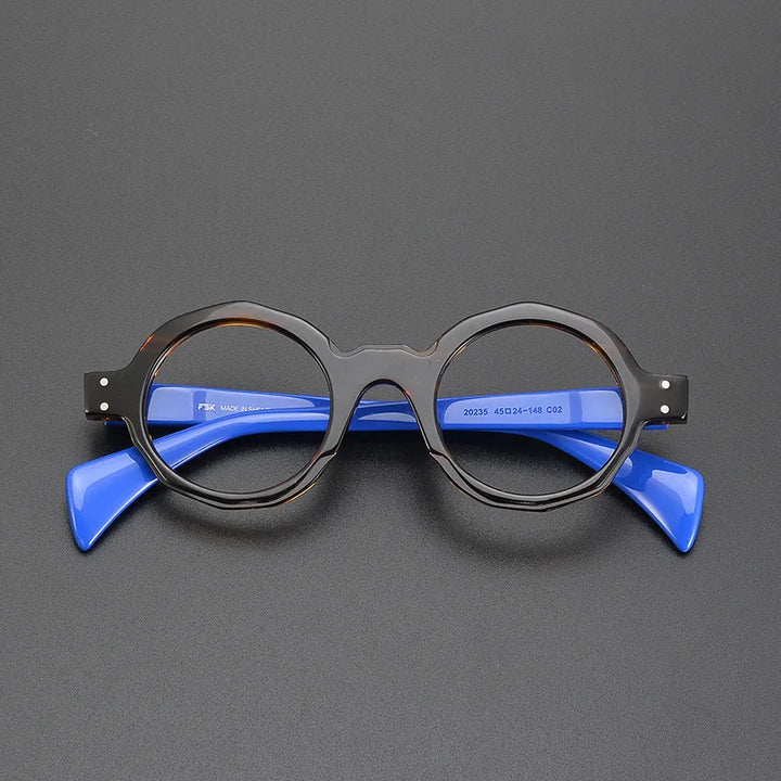 CCspace Unisex Full Rim Large Round Acetate Eyeglasses 57333 Full Rim CCspace Leopard