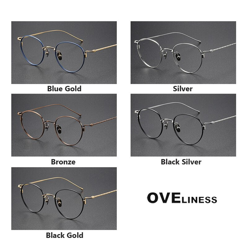 Oveliness Unisex Full Rim Round Titanium Eyeglasses 164 Full Rim Oveliness