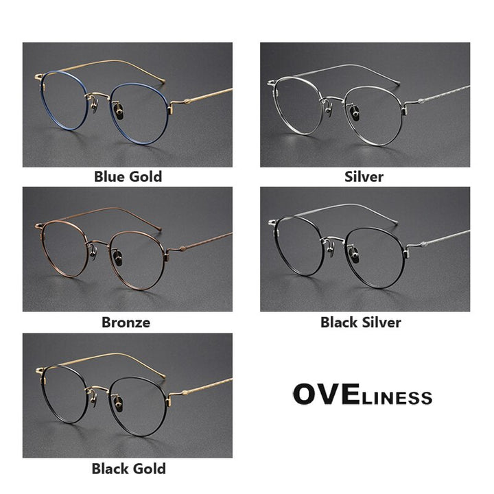 Oveliness Unisex Full Rim Round Titanium Eyeglasses 164 Full Rim Oveliness