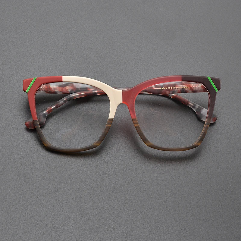 Nobler Unisex Full Rim Square Cat Eye Acetate Eyeglasses 9343 Full Rim Nobler