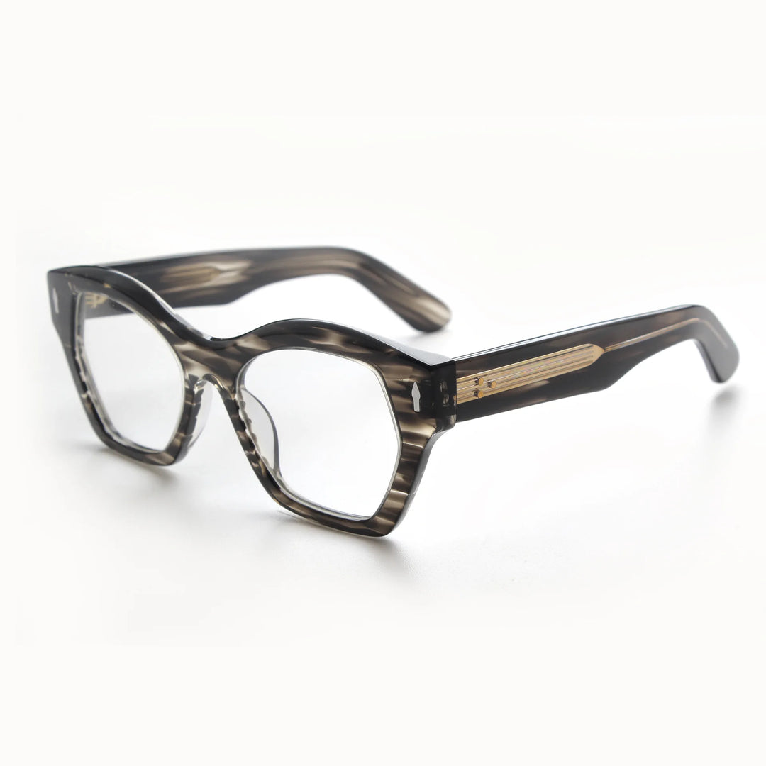Hewei Unisex Full Rim Polygonal Thick Acetate Eyeglasses 923047