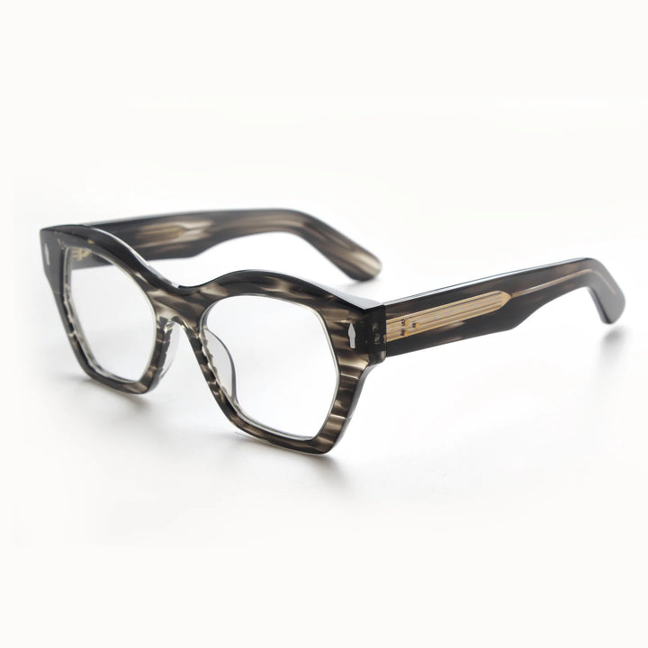 Hewei Unisex Full Rim Polygonal Thick Acetate Eyeglasses 923047