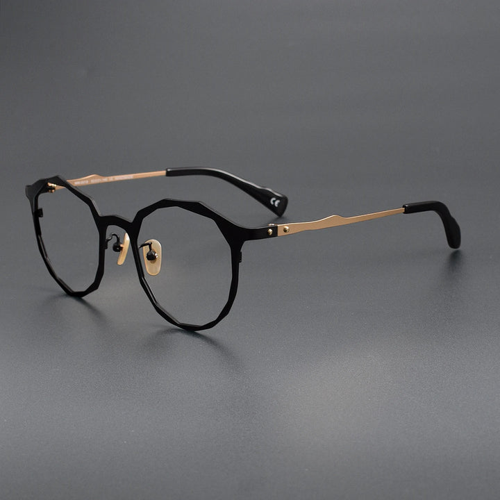 Muzz Unisex Full Rim Polygon Round Titanium Eyeglasses 620018