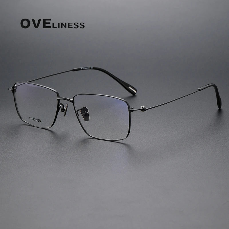 Oveliness Unisex Full Rim Square Titanium Eyeglasses 80916 Full Rim Oveliness black  