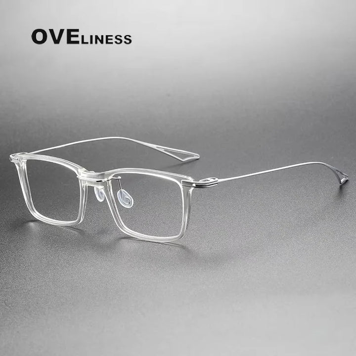 Oveliness Men's Full Rim Big Square Acetate Titanium Eyeglasses 614158