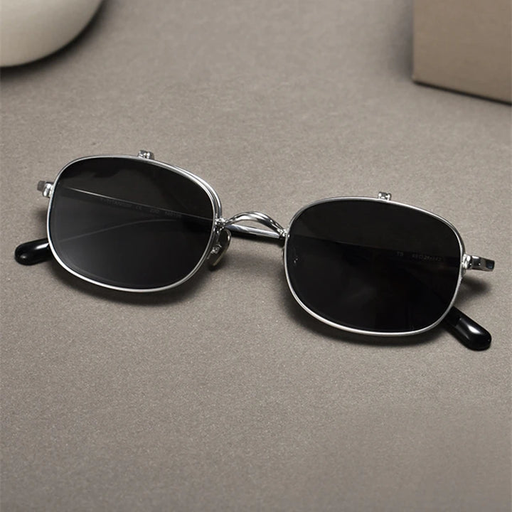 Black Mask Unisex Semi Rim Rectangle Titanium Eyeglasses Clip On Sunglasses K15 Semi Rim Black Mask