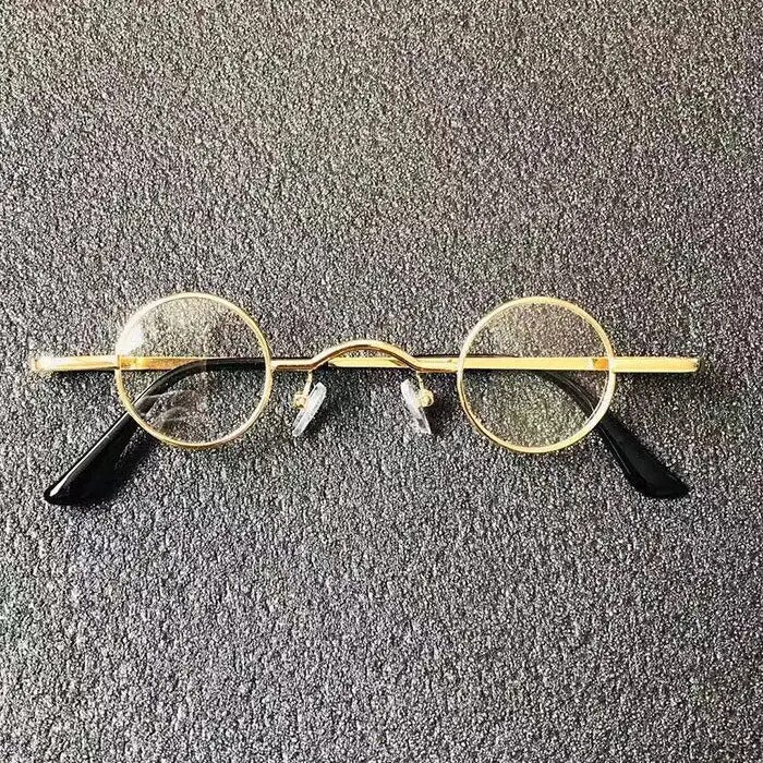 Cubojue Unisex Full Rim Small Round Alloy Myopic Reading Glasses Reading Glasses Cubojue 27mm gold 0