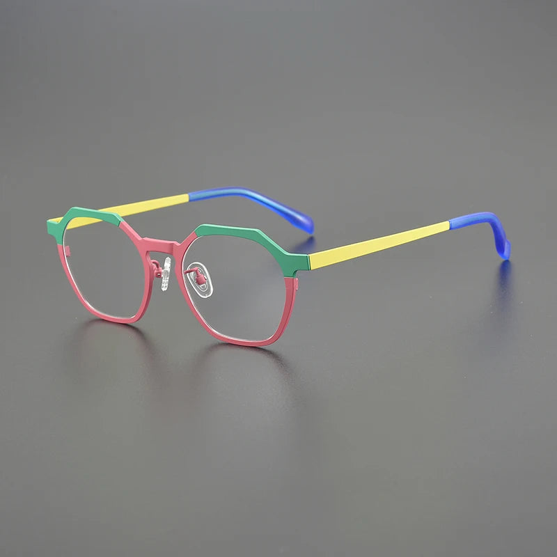 Nobler Unisex Full Rim Flat Top Polygon Titanium Eyeglasses 1858 Full Rim Nobler C5