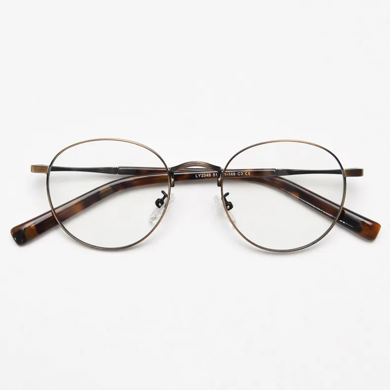 CCspace Unisex Full Rim Round Alloy Eyeglasses 56836 Full Rim CCspace C3Brown