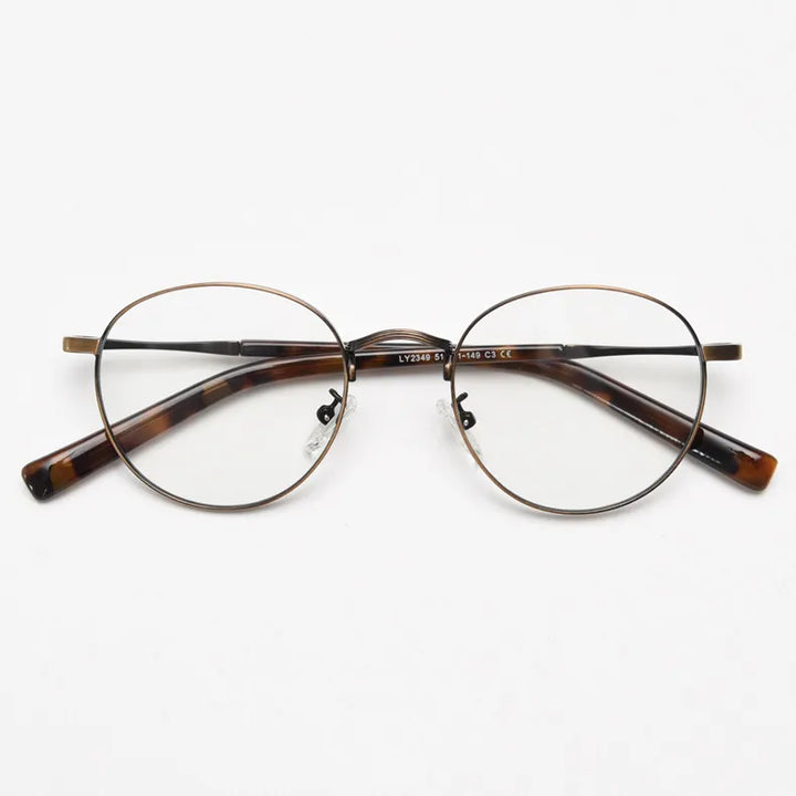 CCspace Unisex Full Rim Round Alloy Eyeglasses 56836 Full Rim CCspace C3Brown