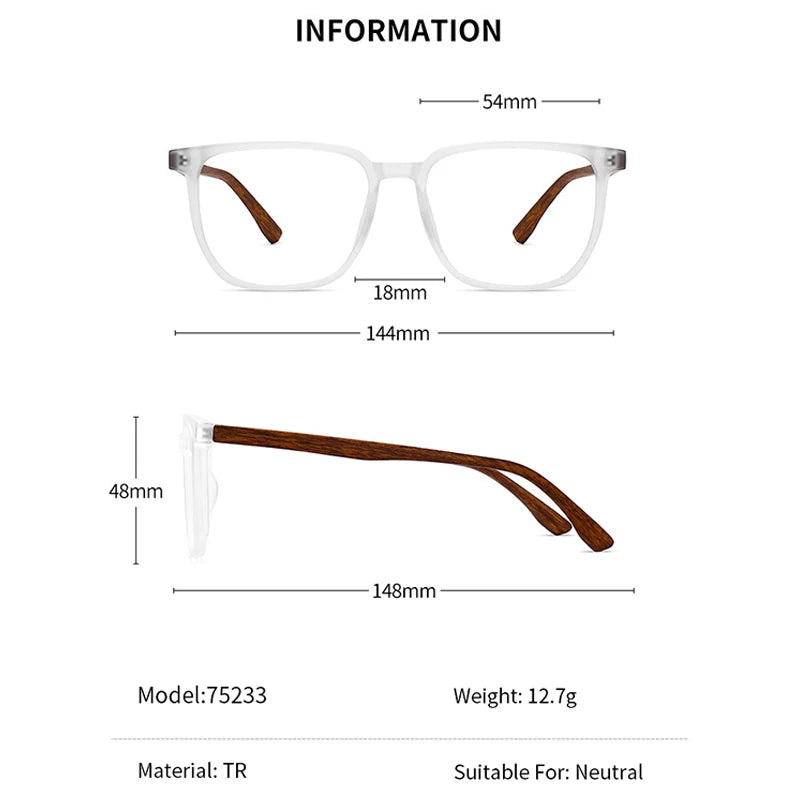 Xbora Unisex Full Rim Square Tr 90 Eyeglasses 75233