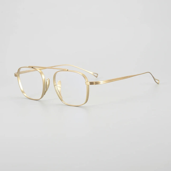 Gatenac Unisex Full Rim Small Square Titanium Eyeglasses Gxyj1474 Full Rim Gatenac Gold