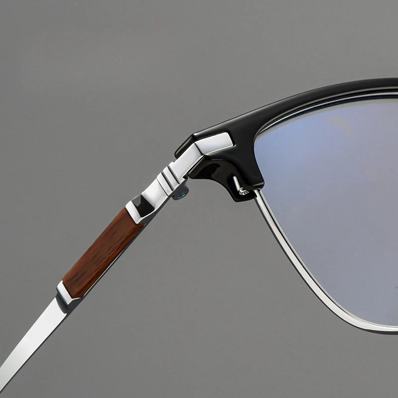 Yimaruili Men's Full Rim Square Tr 90 Titanium Wood Eyeglasses Y8079 Full Rim Yimaruili Eyeglasses