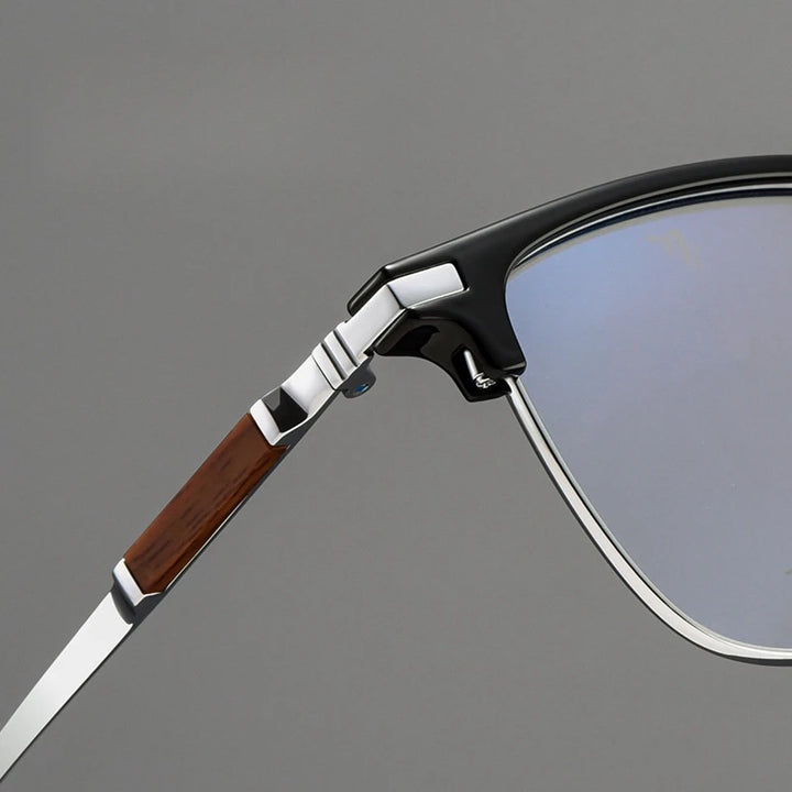 Yimaruili Men's Full Rim Square Tr 90 Titanium Wood Eyeglasses Y8079 Full Rim Yimaruili Eyeglasses