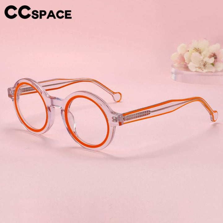 CCspace Women's Full Rim Small Round Acetate Eyeglasses 56559 Full Rim CCspace