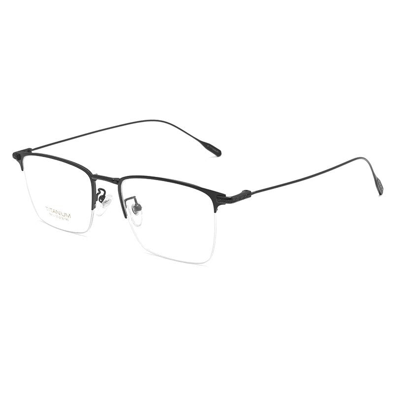 Yimaruili Men's Semi Rim Big Square Titanium Eyeglasses 9913sf Semi Rim Yimaruili Eyeglasses