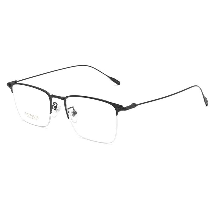 Yimaruili Men's Semi Rim Big Square Titanium Eyeglasses 9913sf Semi Rim Yimaruili Eyeglasses