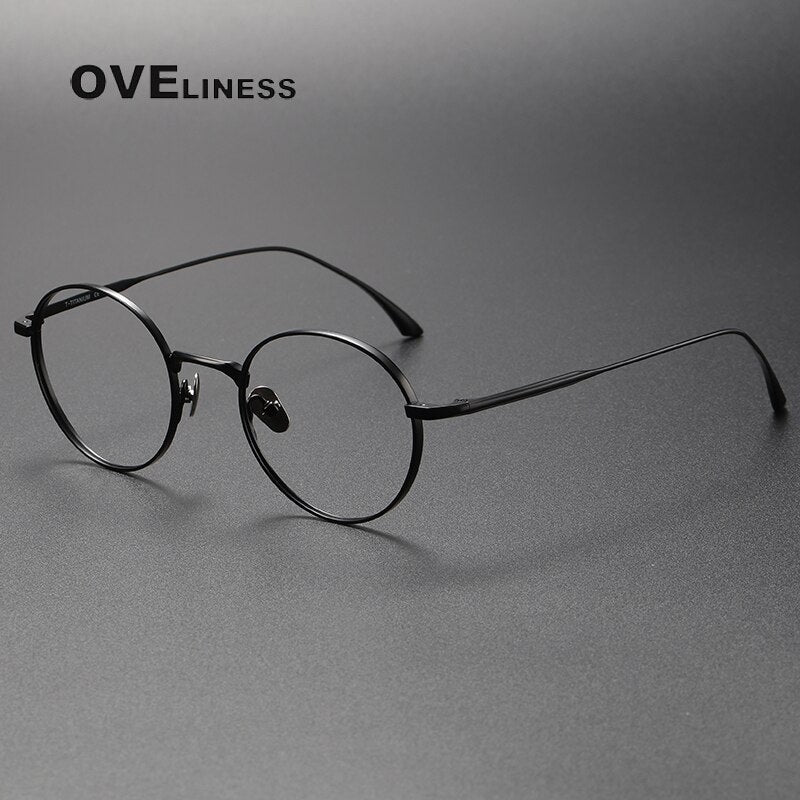 Oveliness Unisex Full Rim Round Titanium Eyeglasses 4921145 Full Rim Oveliness black  