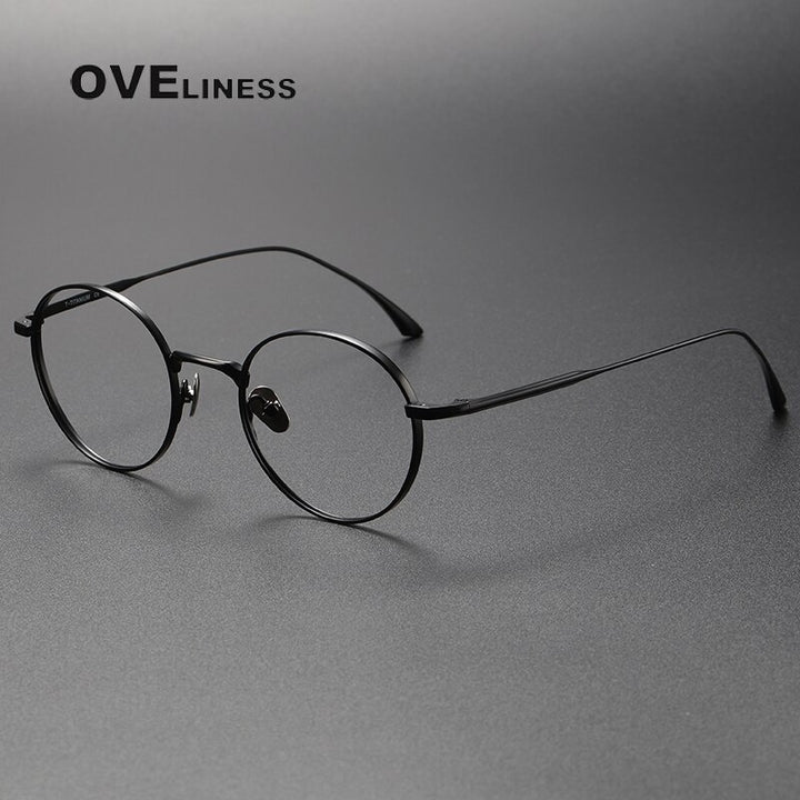 Oveliness Unisex Full Rim Round Titanium Eyeglasses 4921145 Full Rim Oveliness black  