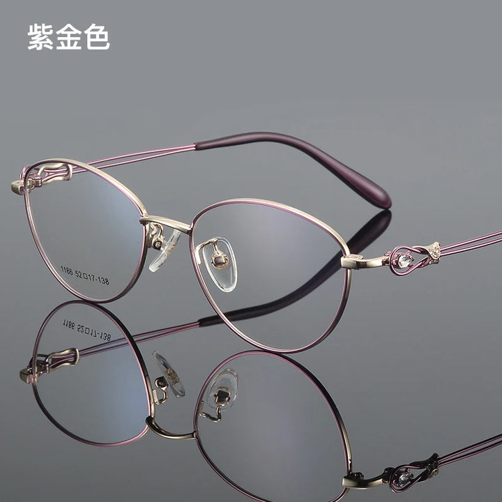 Bclear Women's Full Rim Oval Cat Eye Alloy Eyeglasses 61186