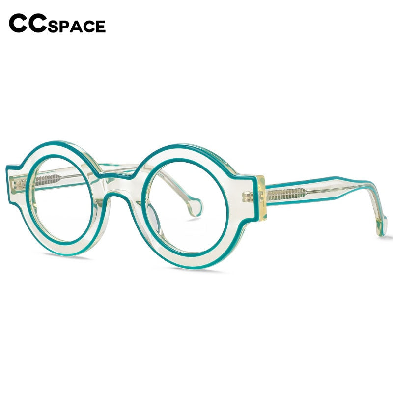 CCspace Women's Full Rim Round Acetate Eyeglasses 56499 Full Rim CCspace