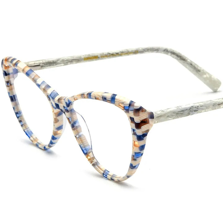CCspace Unisex Full Rim Cat Eye Acetate Eyeglasses 56917 Full Rim CCspace C2Blue