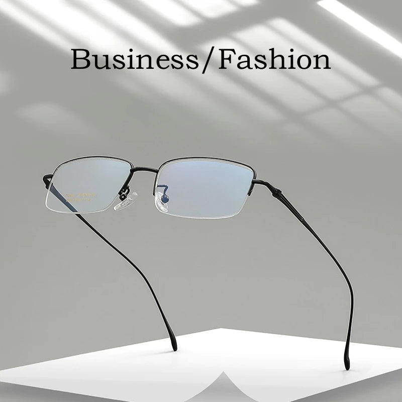 Yimaruili Men's Semi Rim Square Titanium  Eyeglasses Y8039 Full Rim Yimaruili Eyeglasses