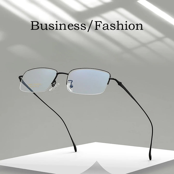 Yimaruili Men's Semi Rim Square Titanium  Eyeglasses Y8039 Full Rim Yimaruili Eyeglasses