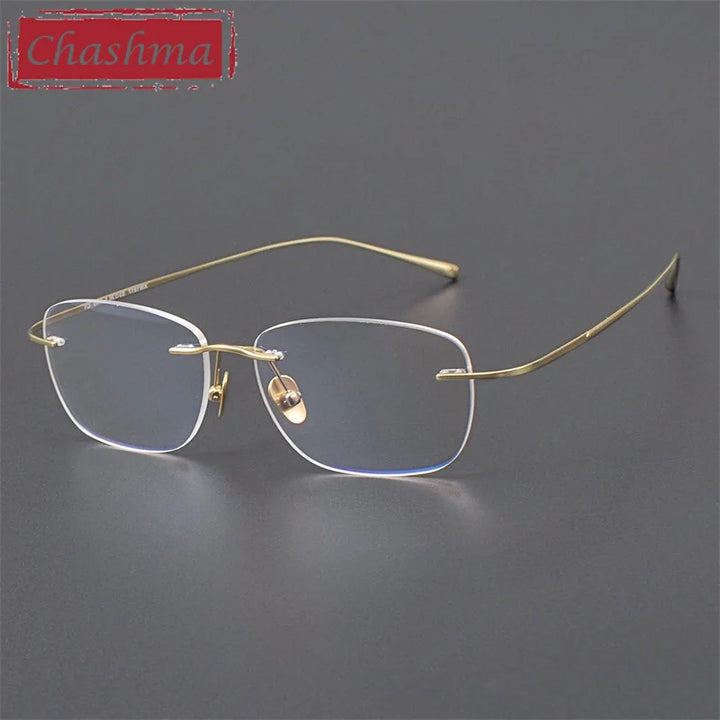 Chashma Unisex Rimless Oval Square Titanium Reading Glasses 97028 Reading Glasses Chashma Gold Single Version 1.67|Photo Grey