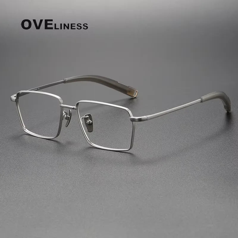 Oveliness Unisex Full Rim Square Titanium Eyeglasses 07519 Full Rim Oveliness silver