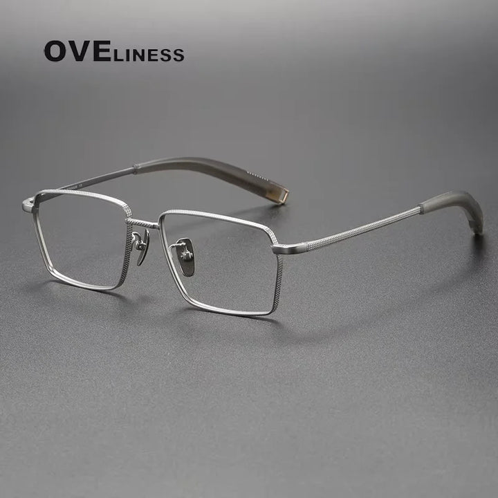 Oveliness Unisex Full Rim Square Titanium Eyeglasses 07519 Full Rim Oveliness silver