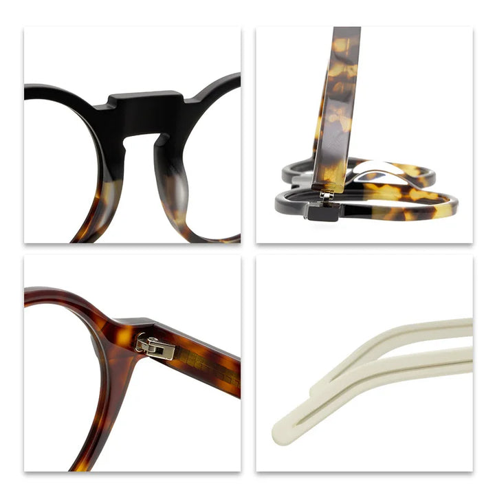 Black Mask Unisex Full Rim Acetate Round Eyeglasses 1465 Full Rim Black Mask