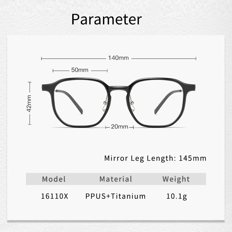 Xbora Unisex Full Rim Polygonal Tr 90 Titanium Eyeglasses 16110