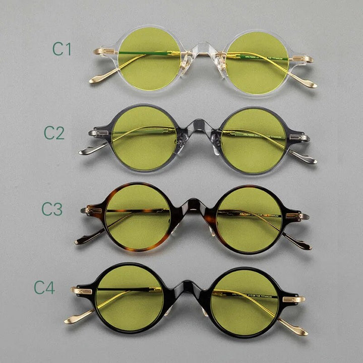 Yujo Unisex Full Rim Round Titanium Acetate Polarized Sunglasses 4128B Full Rim Yujo
