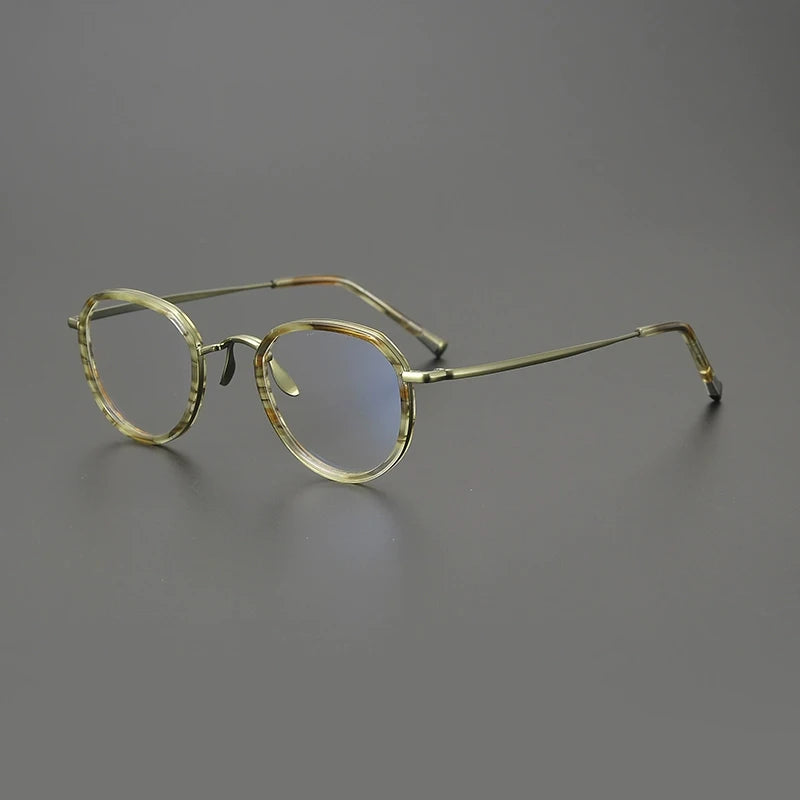 Gatenac Unisex Full Rim Square Titanium Acetate Eyeglasses Gxyj1559 Full Rim Gatenac Green