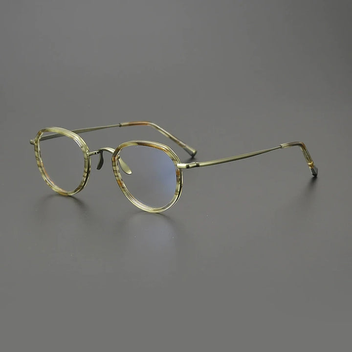 Gatenac Unisex Full Rim Square Titanium Acetate Eyeglasses Gxyj1559 Full Rim Gatenac Green