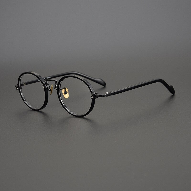 CCspace Unisex Full Rim Round/Square Acetate Titanium Eyeglasses 53312 Full Rim CCspace Black-Round China