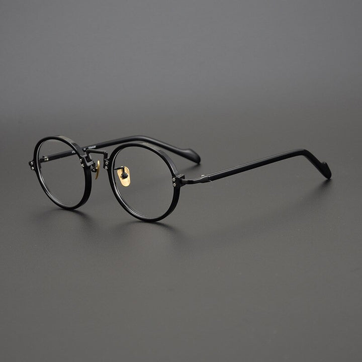 CCspace Unisex Full Rim Round/Square Acetate Titanium Eyeglasses 53312 Full Rim CCspace Black-Round China