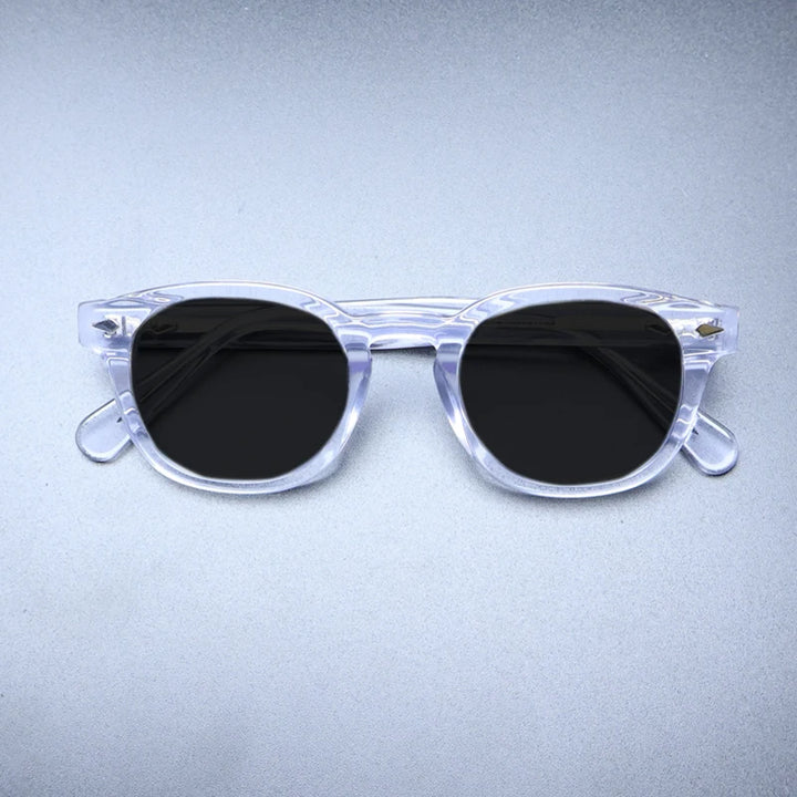 Gatenac Unisex Full Rim Square Polarized Acetate Sunglasses Mo14 Sunglasses Gatenac Transparent Gray