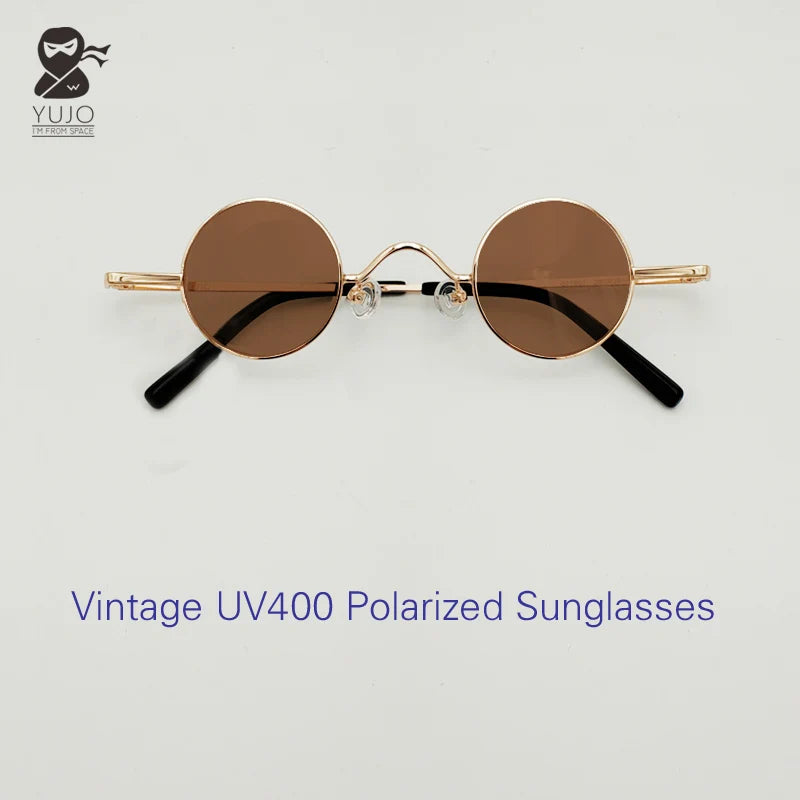 Yujo Unisex Full Rim Small Round Alloy Polarized Sunglasses 3836 Full Rim Yujo