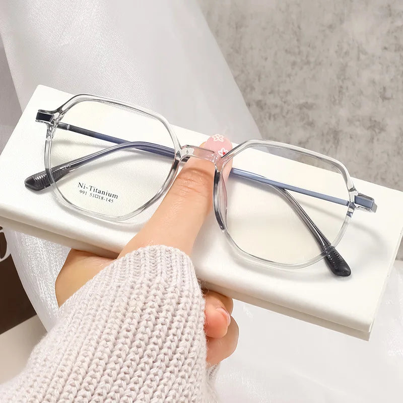 Xbora Women's Full Rim Polygon Square Tr 90 Titanium Eyeglasses 9915