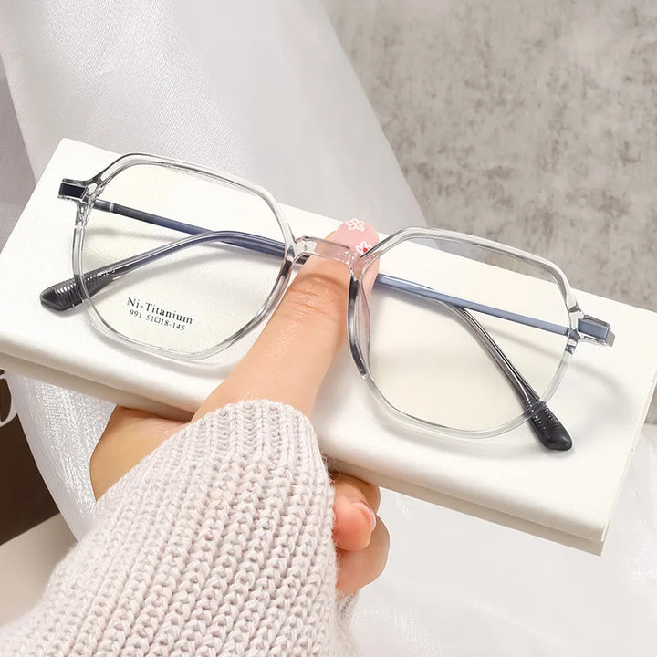 Xbora Women's Full Rim Polygon Square Tr 90 Titanium Eyeglasses 9915