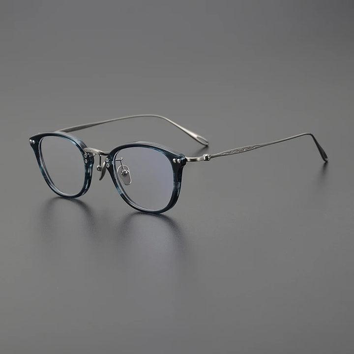 Black Mask Unisex Full Rim Square Titanium Acetate Eyeglasses 65955