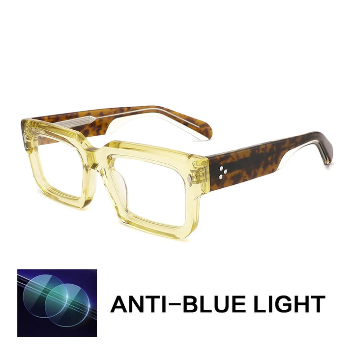 Gatenac Unisex Full Rim Big Square Acetate Reading Glasses Gxyj91018